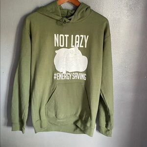 Green Hoodie with White Print